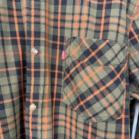 Levis Plaid L/S Button Down Shirt Mens Large Preppy College Casual Fall Levi's - Picture 2 of 9